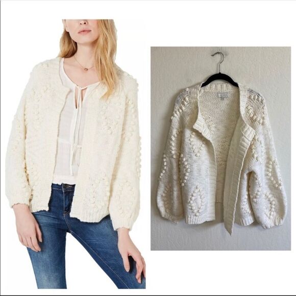 Lucky Brand L White Knit Open Front Sweater - Picture 12 of 12